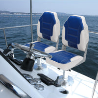 Ensemble de 2 sièges de bateau pliants Garvee avec dossier haut, rembourrage épais, structure en aluminium, pour bateaux de pêche et de tourisme, en PVC robuste et antirouille.