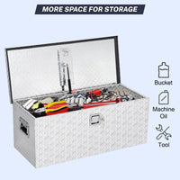Garvee Coffre à outils 91 × 38 × 38 cm en aluminium avec plateau coulissant et poignées latérales pour utilitaires et camping-cars, argent