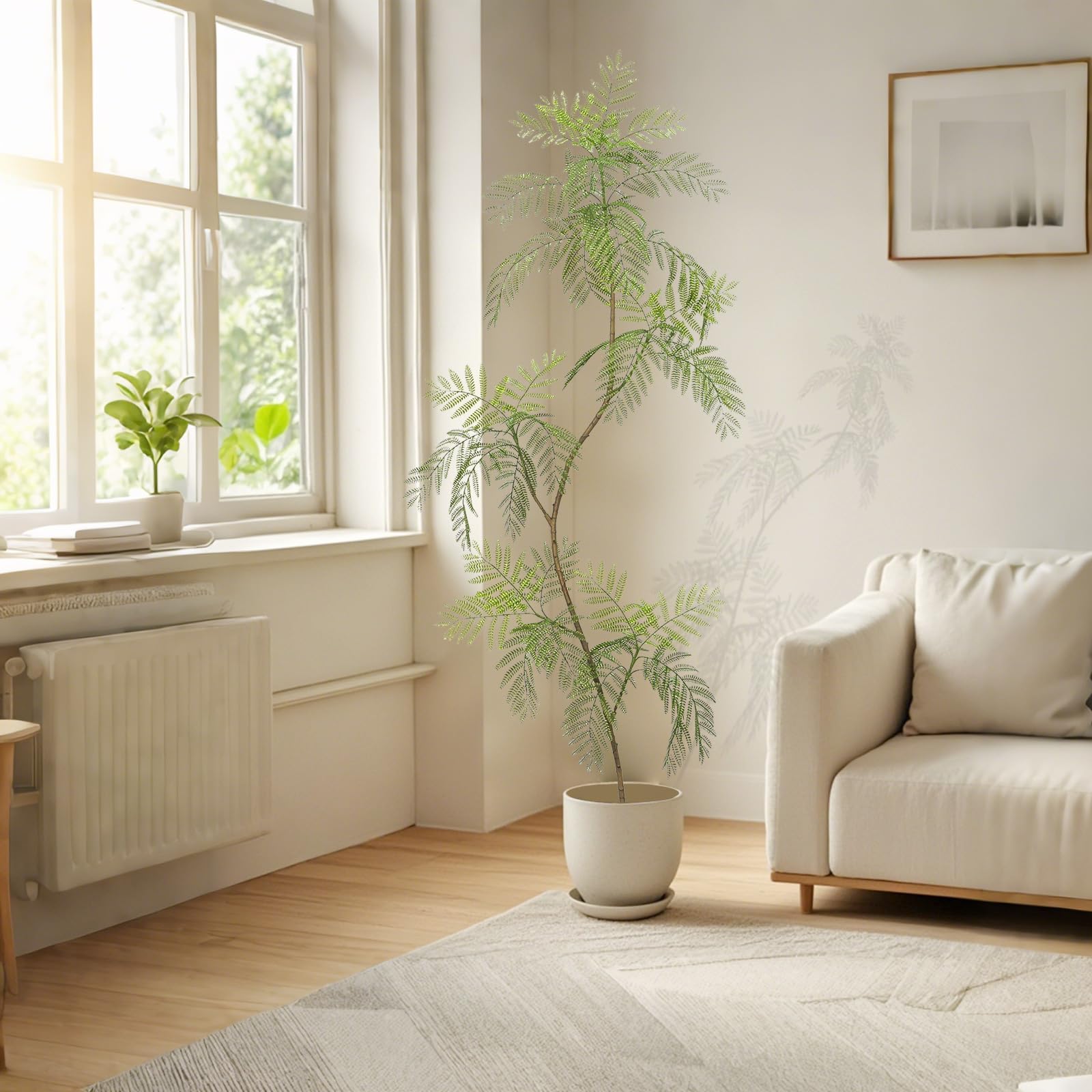 Jacaranda artificiel Garvee 1,7 m, branches ajustables, matériau PU durable, décoration pour la maison et le bureau, vert