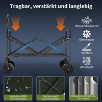 Garvee Chariot pliable XL charge 172 kg, cadre acier, tissu Oxford 600D, roues tout-terrain 13 cm, pour camping plage jardin, vert olive
