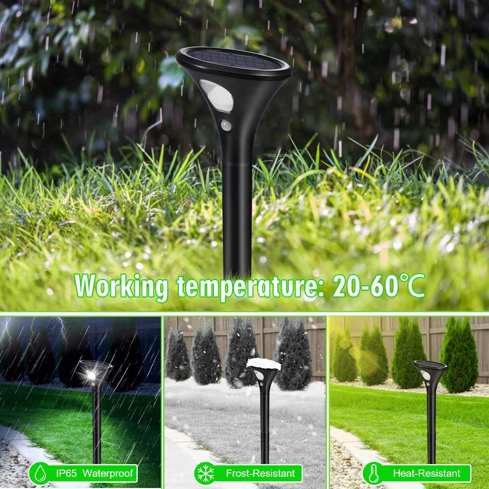 Lot de 2 lampes solaires d'extérieur Garvee avec détecteur de mouvement, étanches IP65, pour jardin, terrasse, pelouse et allée.