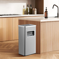 Poubelle d'extérieur Garvee 8 gallons en acier inoxydable avec cendrier et seau amovible, compacte, résistante aux intempéries et facile à manipuler (sans gants), idéale pour le jardin et le bureau.