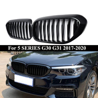 Grille de radiateur Garvee (lot de 2) pour pare-chocs avant, à lamelles simples, compatible avec BMW Série 5 G30, G31 et G38 (2017-2020), noire, robuste et facile à installer.