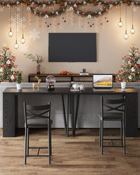 Ensemble table de bar extensible Garvee pour 2 à 4 personnes, coussins de 40 cm de large, MDF durable, espace de rangement, noir, idéal pour les petits appartements