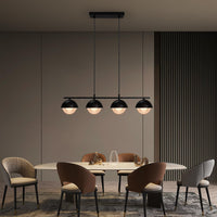 Suspension Garvee moderne à 4 lumières pour table à manger, en métal noir, hauteur réglable, style industriel rétro, pour salles à manger et cafés