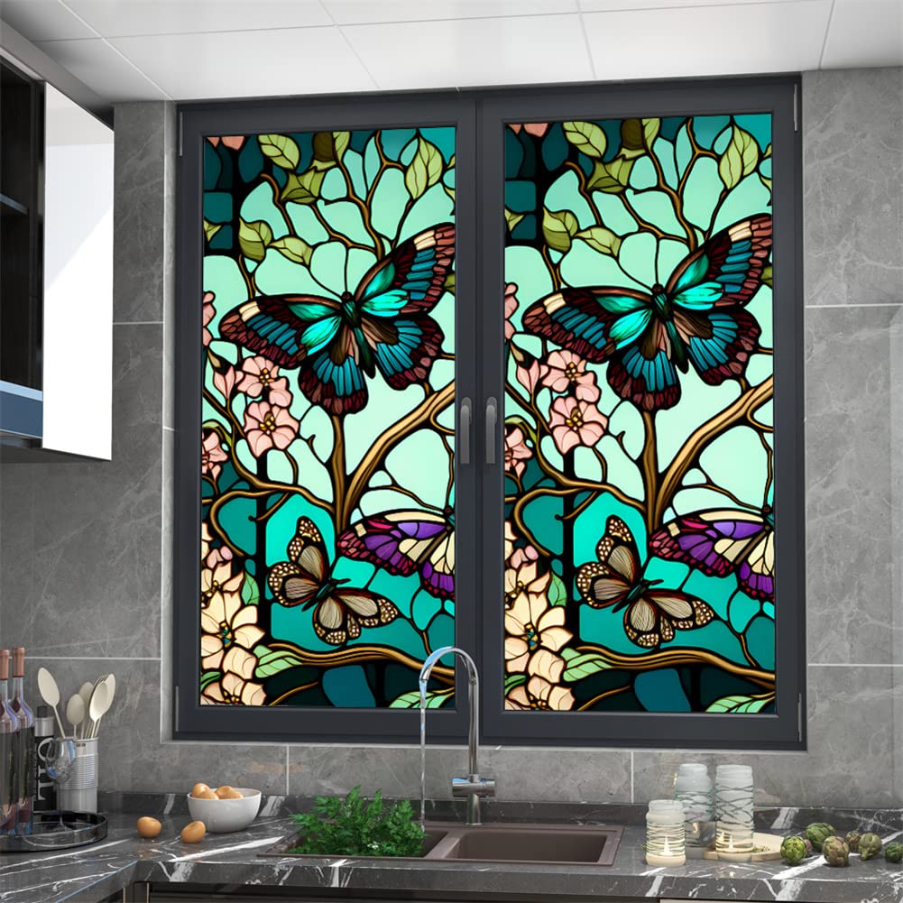 GARVEE Motyl Film de protection UV pour fenêtres, film statique transparent, 60 x 100 cm, pour espaces de vie.
