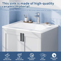 Lavabo encastré Garvee 21 x 18 pouces en céramique blanche avec trop-plein pour salles de bain compactes, étagère étendue, installation facile