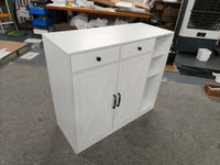 Meuble à chaussures Garvee style ferme avec 2 portes coulissantes et 2 tiroirs, 7 niveaux, étagères réglables, bois, blanc, robuste pour couloir et entrée.