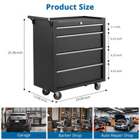 Garvee chariot à outils 6 tiroirs en acier noir, 64 × 62 × 33 cm, avec roulettes et serrure