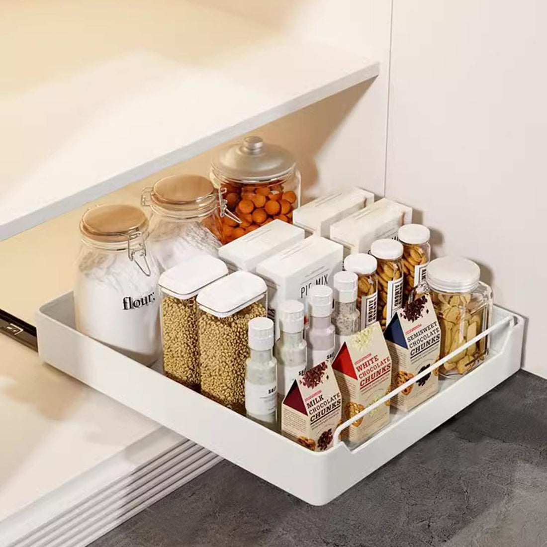 Organisateur de placard extensible Garvee avec nano-feuille, silencieux, ultra-résistant, adhésif en nylon pour cuisine et salle de bain, 35 cm de large