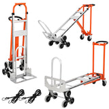 Garvee Chariot de manutention pliable 3-en-1, capacité de 350 kg, pneus pneumatiques de 25 cm, alliage d'aluminium, sangles élastiques, pour la maison et l'entrepôt, robuste et polyvalent - Orange et argent