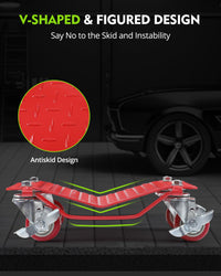 Ensemble de chariots pour pneus Garvee, capacité de charge de 2722 kg (6000 lb), roues pivotantes à 360°, acier antidérapant, 40,6 cm x 33 cm (16 po x 13 po), rouge, pour atelier et garage