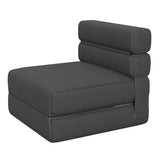 Garvee Fauteuil Pliant avec Coussin Mousse Mémoire Haute Densité Housse Amovible Lin Convertible 3-en-1 Confortable Compact Gris Foncé pour Restaurants et Appartements - Dunkelgrau