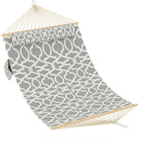 Garvee Hamac Double Matelassé Avec Barres En Bois Dur Et Coussin Pour terrasse Jardin Piscine, Grand, Rayures Gris Clair - Rayures gris clair