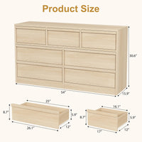 Garvee commode à 7 tiroirs, en chêne, grande capacité de rangement, anti-basculement, idéale pour la chambre et le salon, 137 × 40 × 78 cm, bois naturel