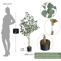 Eucalyptus artificiel Garvee de 120 cm avec branches ajustables et pot en PP sécurisé pour la décoration intérieure/extérieure (vert)