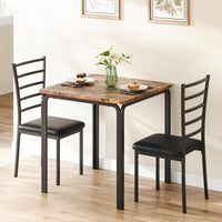 Ensemble de salle à manger Garvee 3 pièces pour 2 personnes avec chaises rembourrées, MDF et métal, gain de place pour la cuisine et le bureau, design moderne et robuste, noir