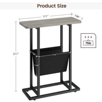 Table d'appoint étroite Garvee pour petits espaces avec rangement, salon, bureau, 45 cm L x 18 cm l x 55 cm H, grise