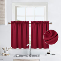 Rideaux occultants Garvee Christmas, 61 cm (24 pouces), courts, couleur bordeaux, pour petites fenêtres, salle de bain, cuisine, chambre