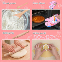 Garvee Ensemble de cuisine et pâtisserie pour enfants,2pièces avec toque et tablier rose et vert,accessoires pour jeux d’imitation et cadeaux