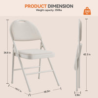 Ensemble de 4 chaises pliantes Garvee avec coussins, revêtements en lin, structure métallique robuste, beige, pliables et ergonomiques, idéales pour le bureau et les événements. Parfaites pour le bureau et les événements.