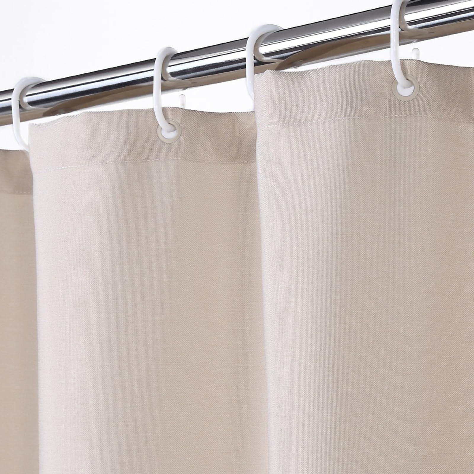 Rideau de douche Garvee, salle de bain, 100 % lin polyester, tissu épais imperméable, crochets rustiques, beige, 122 x 183 cm, luxe hôtelier