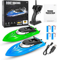 Bateau radiocommandé Garvee (lot de 2) - Vitesse élevée (10 km/h), télécommande 2,4 GHz, plastique ABS, idéal pour piscines et lacs, 4 batteries incluses, chargement USB.