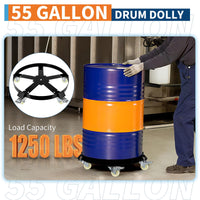 Chariot porte-fûts Garvee de 55 gallons – Châssis en acier galvanisé, système anti-basculement, freins et roues pivotantes, capacité de 567 kg