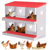 Garvee pondoir pour poules à 6 compartiments, acier galvanisé de 0,7 mm, conception ventilée, fixation murale, idéal pour poulaillers et élevages, rouge - Rouge