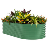 Garvee Bac De Jardin Surélevé Galvanisé 3×1,2×0,5m Vert Résistant À La Rouille Pour Jardin Extérieur - Vert & Ovale & 1 pièce