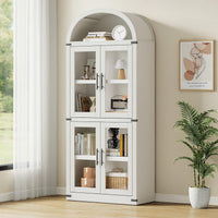 Bibliothèque arquée Garvee, style ferme, avec portes, idéale pour le salon et le bureau, 181,2 cm (71,4 po), bois, coins en métal, profondeur 40,2 cm (15,83 po), robuste, élégance moderne