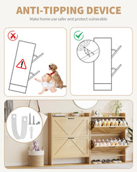 Rangement à chaussures Garvee avec 2 tiroirs pliables, marron rustique, pour entrée et couloir, durable, gain de place, en bois