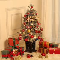 Sapin de Noël artificiel Garvee, 1 pièce – 90 cm, 78 LED (blanc chaud), 8 modes d'éclairage, base semi-circulaire, fibre optique, effet givré