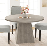 Garvee Table À Manger Ronde 120 cm Pour 4-6 Personnes, Plateau Épais 3 cm, Base Carrée Stable, Chêne, Style Minimaliste, Gris - Gray
