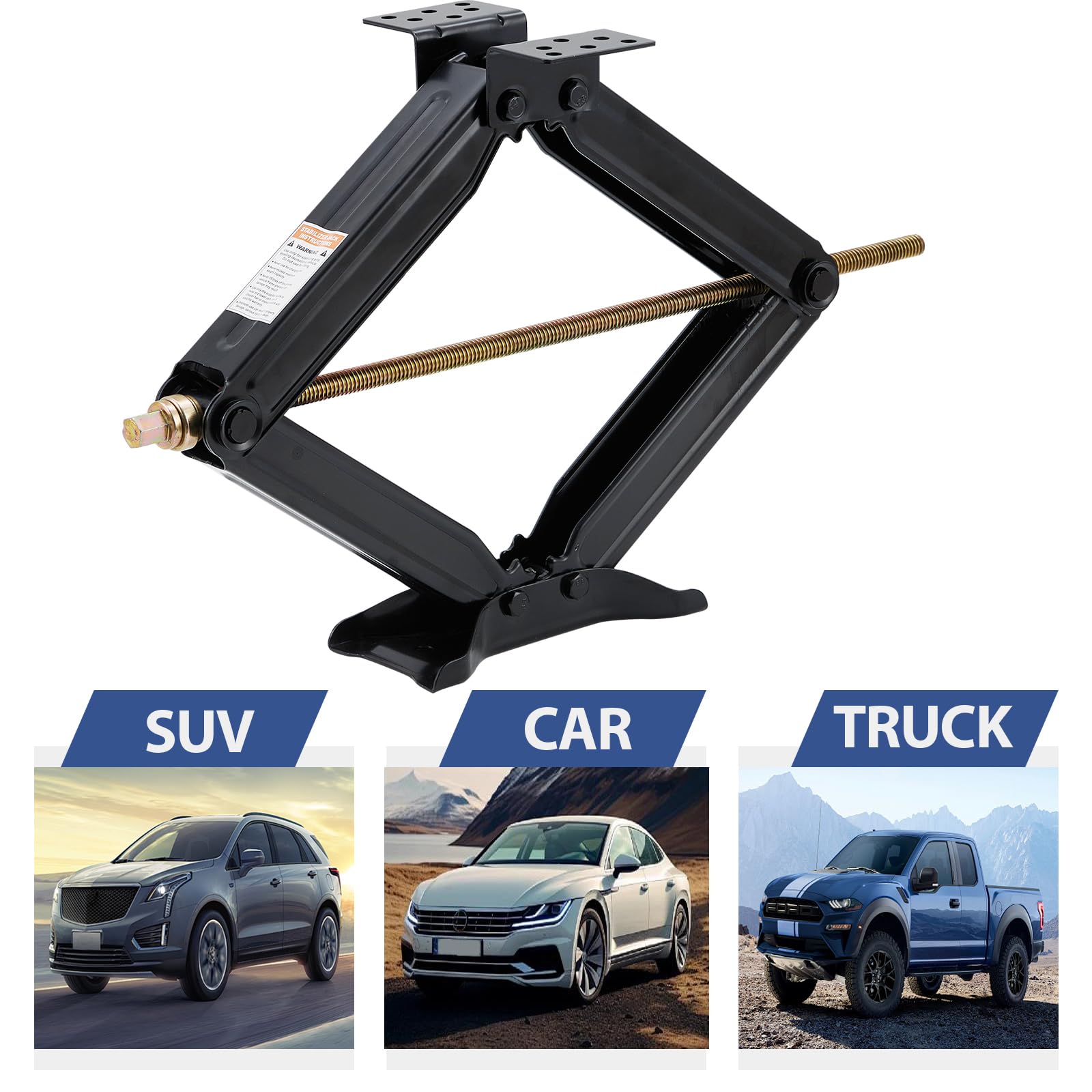 Garvee Stabilisateur de caravane, cric ciseaux, capacité de levage de 3400 kg, hauteur réglable de 10 à 60 cm, acier revêtu de poudre
