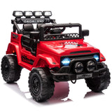 Garvee Voiture Électrique pour Enfants 12 V, Jeep Tout-Terrain Rouge, 4 Roues Motrices, Télécommande 2,4 GHz, Éclairage LED et Musique, 3 à 8 Ans - Rouge