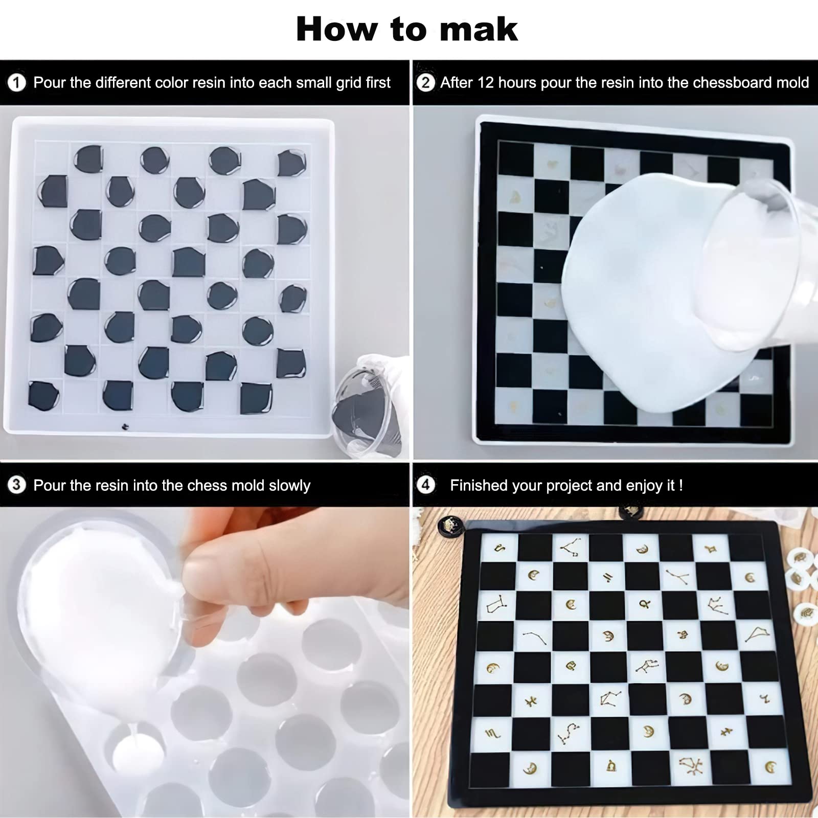 Jeu d'échecs Garvee en silicone (3 pièces) – Pièces et échiquier 3D pour loisirs créatifs, enfants et adultes, transparent