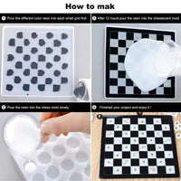 Jeu d'échecs Garvee en silicone (3 pièces) – Pièces et échiquier 3D pour loisirs créatifs, enfants et adultes, transparent