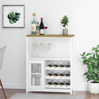 Meuble bar à vin Garvee, 3 niveaux avec casier à vin amovible pour cuisine et bar, 69 cm L x 35 cm P x 92 cm H, blanc, MDF robuste et fer