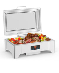 Garvee Ensemble de chauffe-plats professionnel 9L en acier inoxydable, récipient chauffant idéal pour les buffets, les traiteurs, les fêtes et les jours fériés B