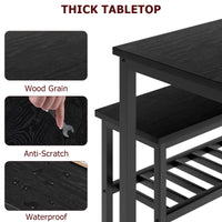Ensemble table et chaises Garvee pour 4 personnes avec banc et chaises, gain de place, rangement intégré, MDF et acier, robuste, noir, idéal pour les petits appartements
