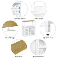 Meuble bar à vin Garvee, 3 niveaux avec casier à vin amovible pour cuisine et bar, 69 cm L x 35 cm P x 92 cm H, blanc, MDF robuste et fer