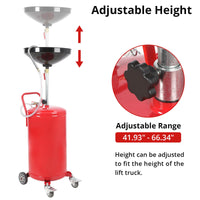 Bac de vidange d'huile Garvee de 75 litres (20 gallons) avec réglage en hauteur, pneumatique, robuste et équipé de roues pour atelier et garage.