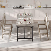 Table de salle à manger rectangulaire Garvee pour 6 à 8 personnes, structure robuste en MDF et acier, style industriel, gris rétro, idéale pour les salles à manger et les grands espaces.