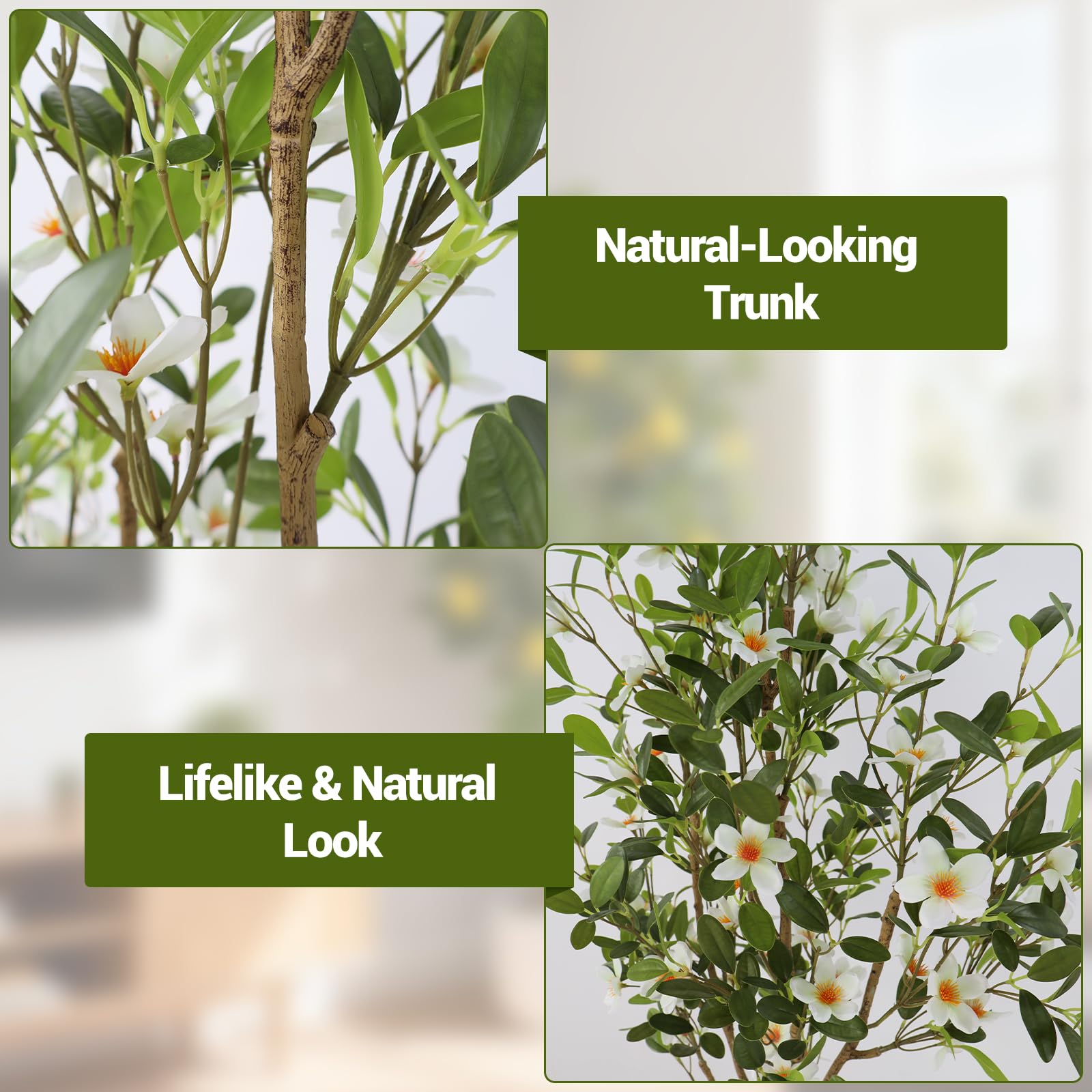 Lot de 2 arbres artificiels d'intérieur Garvee de 1,20 m, réalistes, sans entretien, durables, polyvalents et verts.