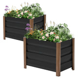 Garvee Jardinière en aluminium 2 Pièces 61 × 41 × 46 cm - Conception Profonde et drainage efficace - aluminium Durable et coins arrondis Gris pour balcon et terrasse - Gris