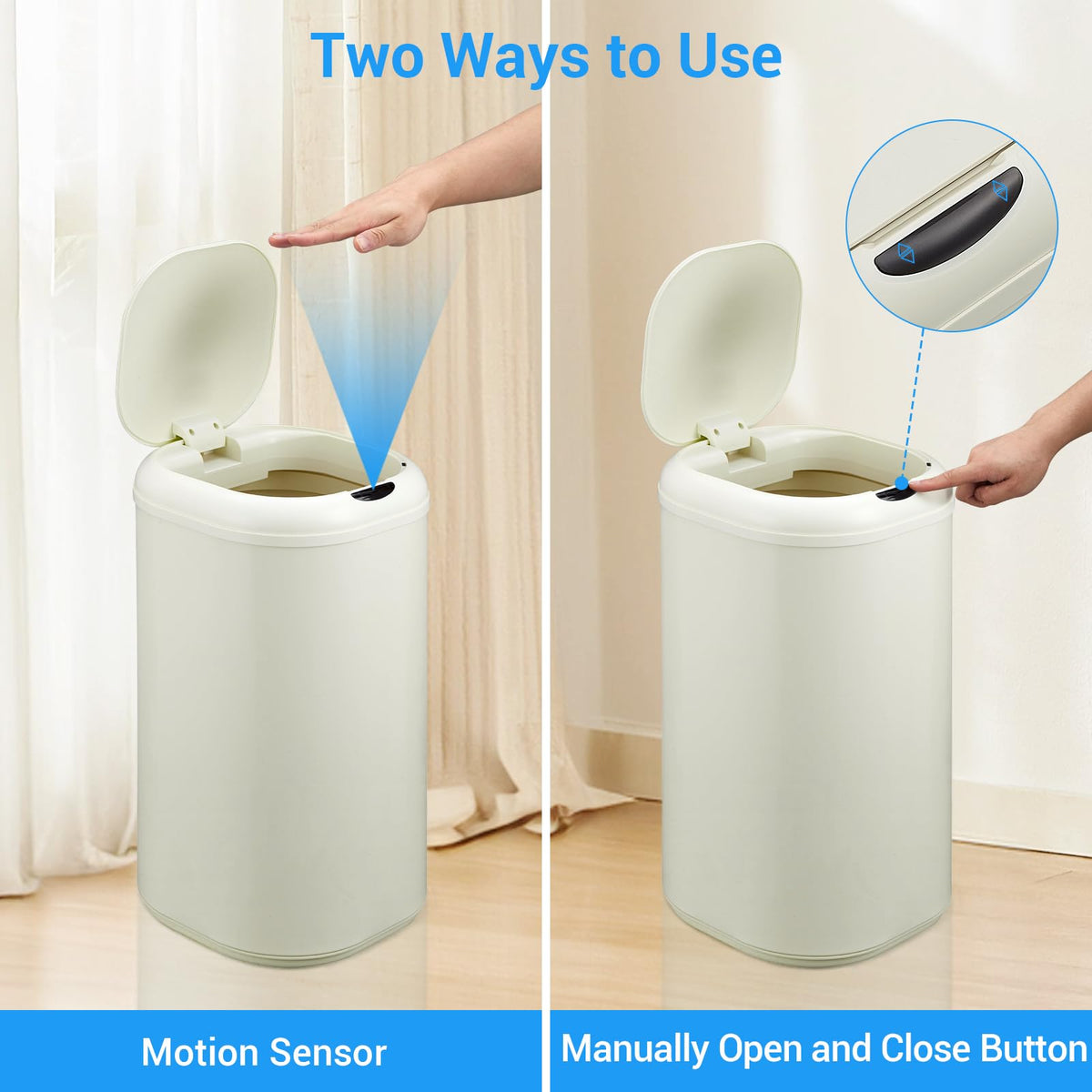 Poubelle automatique Garvee de 30 litres avec capteur sans contact, en acier inoxydable, pour la cuisine et le bureau, ronde et silencieuse.