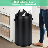 Poubelle Garvee 65 L (17 gal) en acier inoxydable noir avec couvercle basculant pour restaurants et bureaux