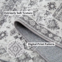 Tapis persan GARVEE 160x230cm Gris | Résistant aux taches, lavable, non pelucheux et antidérapant | Pour salon, chambre