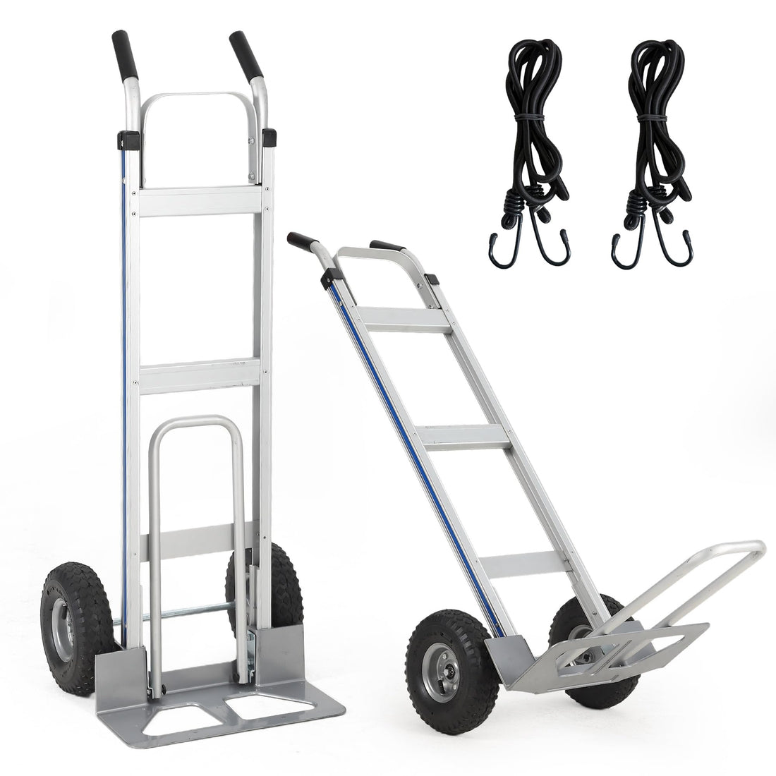 Chariot de manutention en aluminium Garvee, capacité de 272 kg (600 lb), avec base extensible pour la maison et l'entrepôt, pneus pneumatiques de 25 cm (10 po), léger et robuste